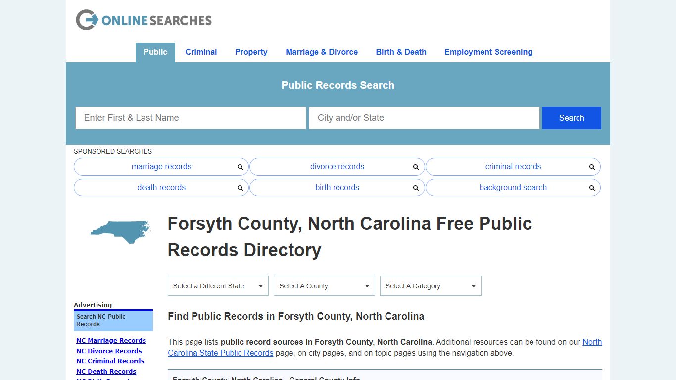 Forsyth County, North Carolina Public Records Directory